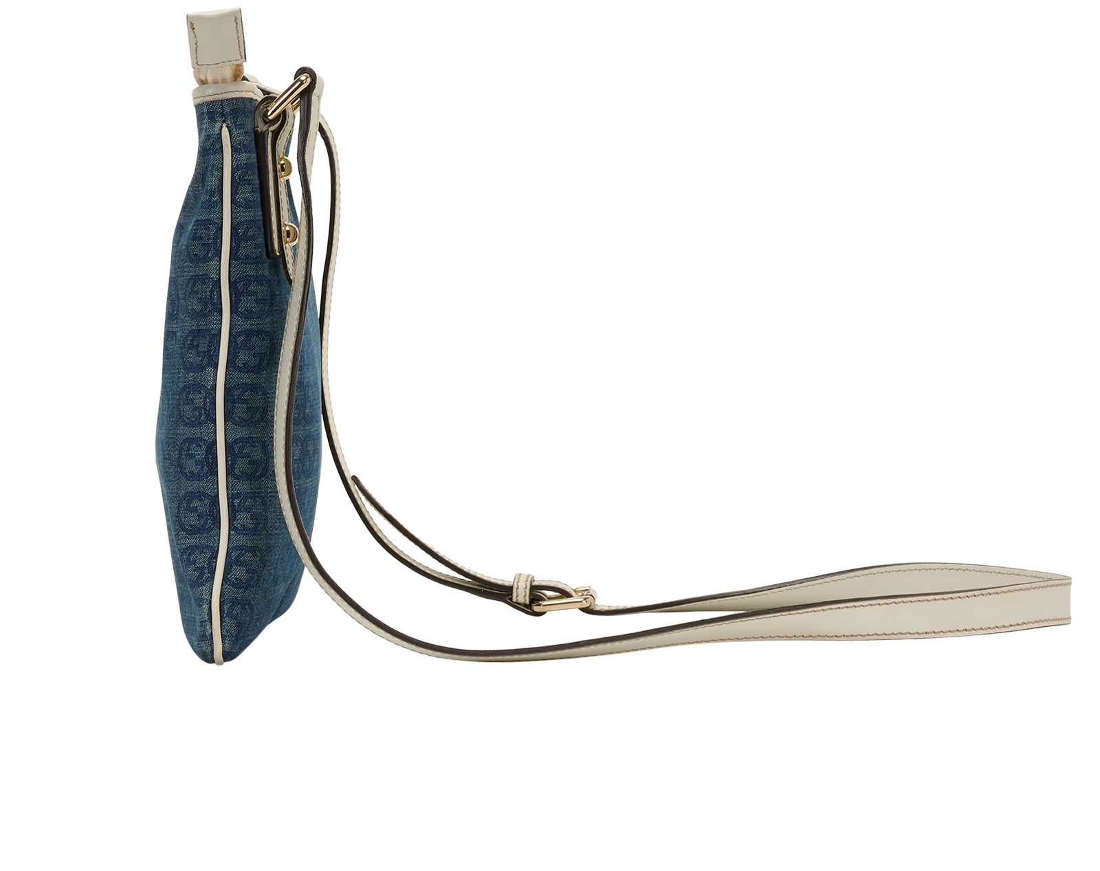 Interlocking Denim Crossbody, &pound;295, Handbags, Blue, Denim, Bottom view